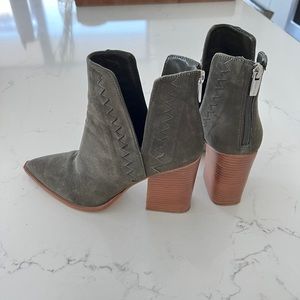 Vince Canute Olive Green Suede Booties